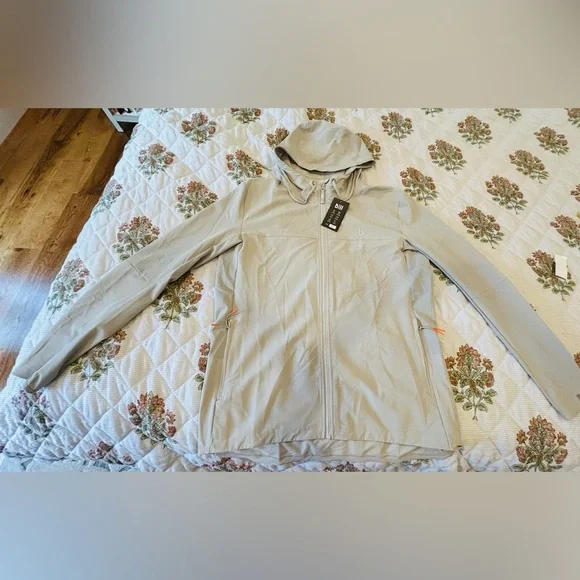 Rain coat Light Gray Hooded Athletic Jacket women XL gorpcore - Picture 2 of 7